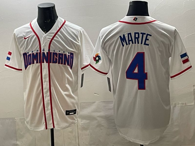 Men 2026 World Cub #4 Marte White Game Nike MLB Jersey style 008